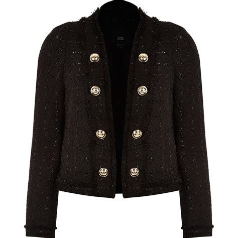 f f black boucle jacket azbn