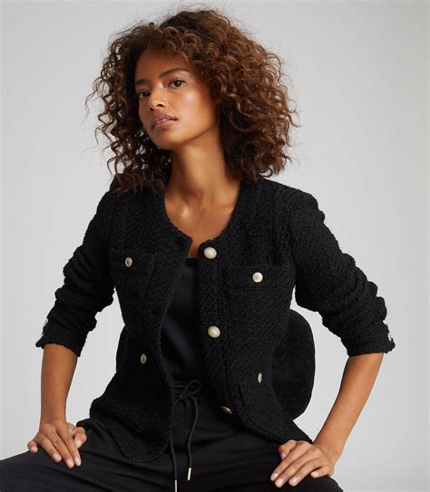 f f black boucle jacket djtu