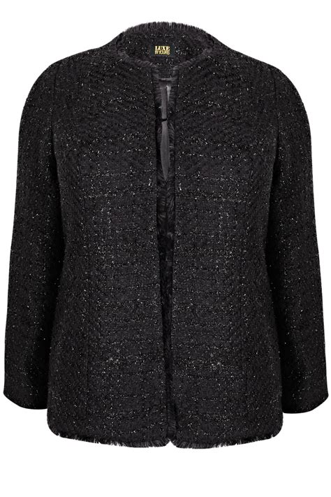 f f black boucle jacket owxl