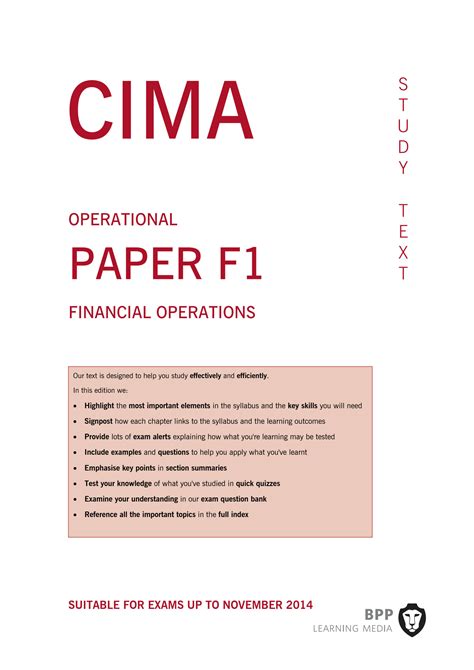 F1 Financial Operations Cima Study Text