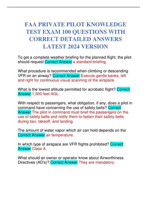 Faa Practice Test For Private Pilot