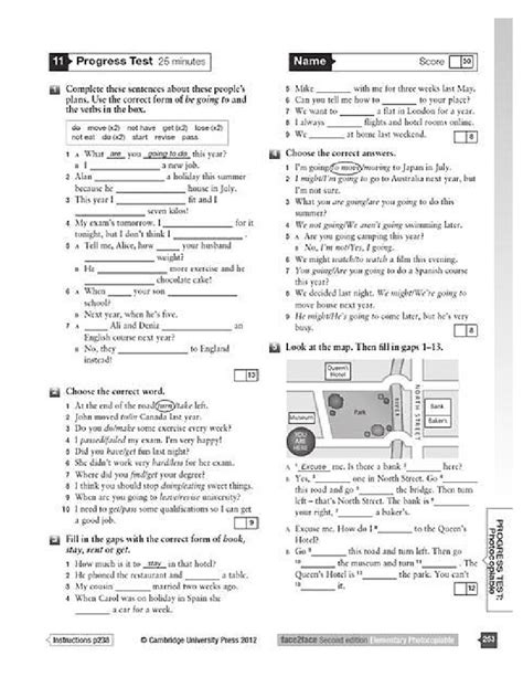 face2face elementary progress test
