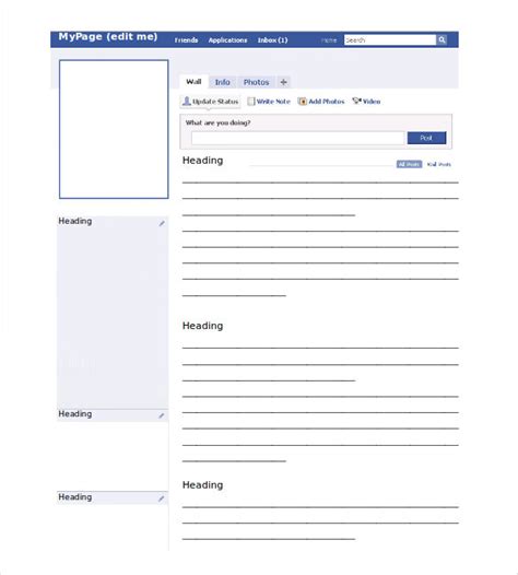 facebook template for word
