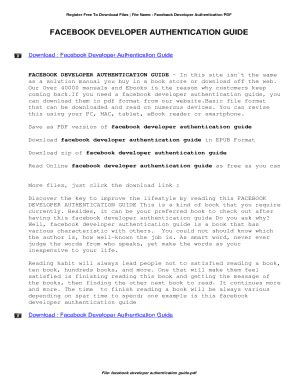 Full Download Facebook Developer Authentication Guide 