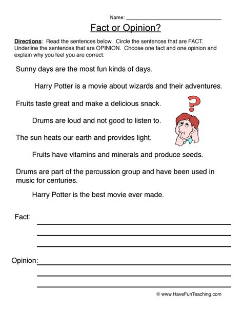Fact And Opinion Worksheets Reading Comprehension Fact And Opinion Sentences - Fact And Opinion Sentences