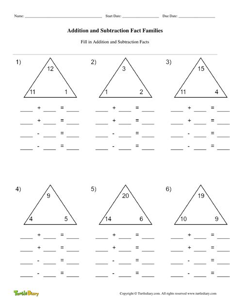 Fact Families Addition Subtraction Multiplication Triangle Fact Family Number Sentences - Fact Family Number Sentences