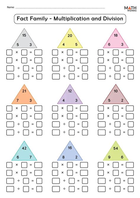Fact Family Worksheets Multiplication And Division Fact Family Triangles Multiplication - Fact Family Triangles Multiplication