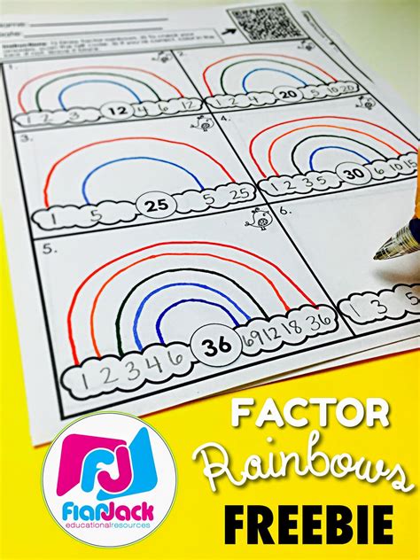 Factor Rainbows Worksheet Classroom Freebies Rainbow Factors Worksheet - Rainbow Factors Worksheet