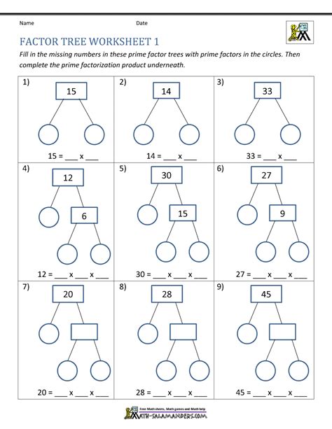 Factor Tree Worksheets Grade 6 Prime Factors Worksheet - Grade 6 Prime Factors Worksheet