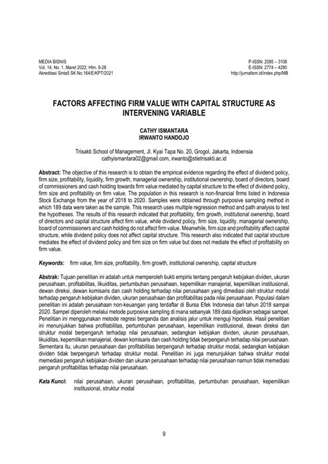 Factors Affecting Firm Value Theoretical Study On Public