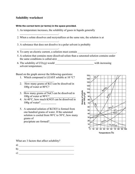 Factors Affecting Solubility Worksheet Answers Concentration And Solubility Worksheet Answers - Concentration And Solubility Worksheet Answers