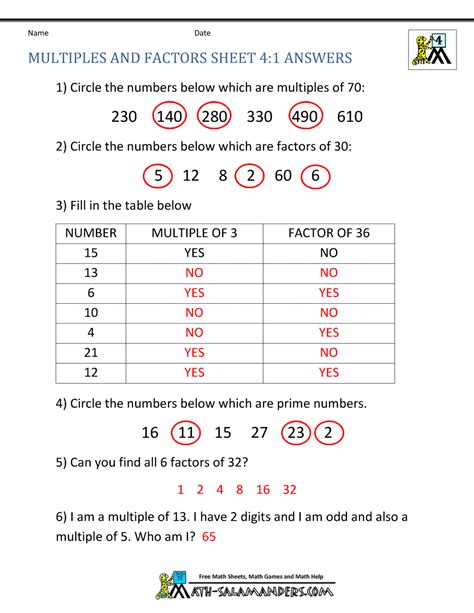 Factors And Multiples Fourth Grade Math Worksheets Biglearners Factor Worksheet Grade 4 Doc - Factor Worksheet Grade 4 Doc