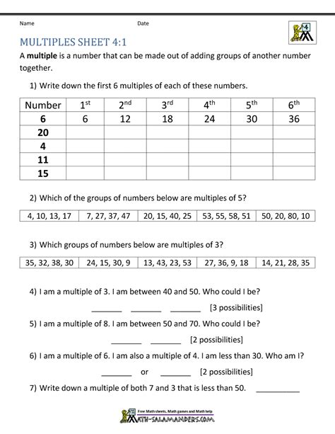 Factors And Multiples Printable Worksheets Education Com Factors Second Grade Worksheet - Factors Second Grade Worksheet