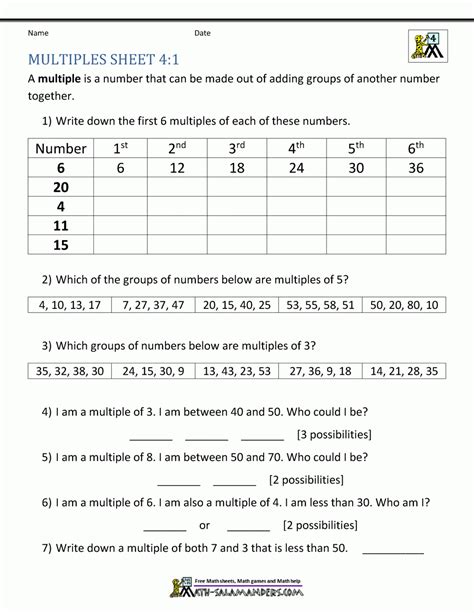 Factors And Multiples Worksheets For 4th Grade Free Factor Worksheet 4th Grade - Factor Worksheet 4th Grade