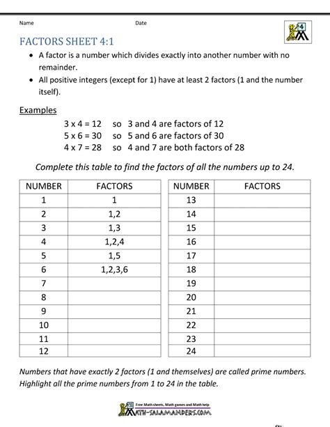 Factors Worksheets Factor Worksheet 4th Grade - Factor Worksheet 4th Grade