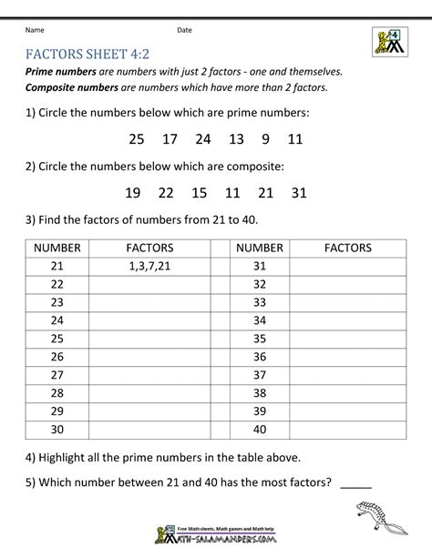 Factors Worksheets Multiplication Factors Worksheet - Multiplication Factors Worksheet