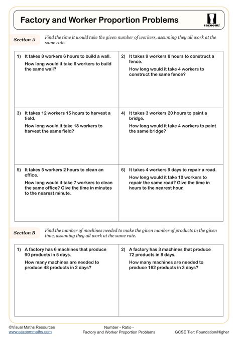 Factory And Worker Proportion Problems Worksheet Mathmatics Worksheet Factory - Mathmatics Worksheet Factory