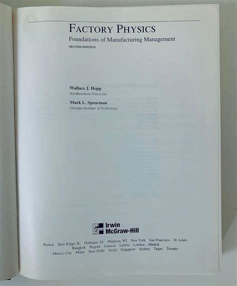 Read Online Factory Physics Second Edition 