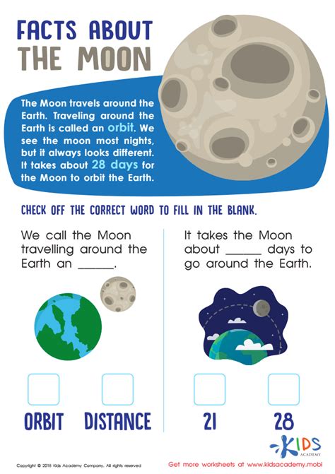 Facts About The Moon Worksheet Kids Academy 1st Grade Moon Facts Worksheet - 1st Grade Moon Facts Worksheet