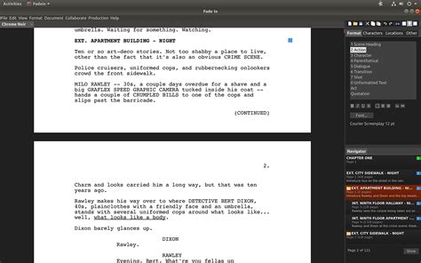 Fade In Screenwriting Description