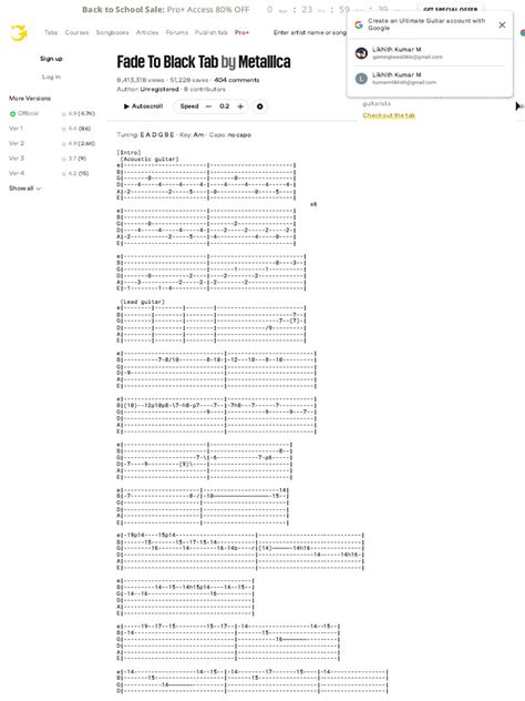 Fade To Black Tabs