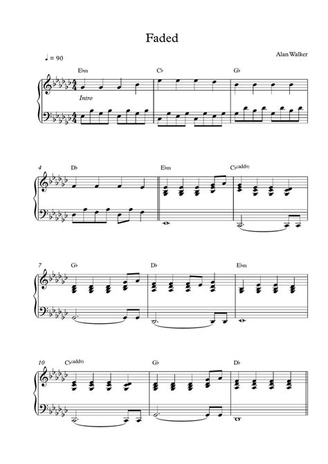 Faded Sheets Piano