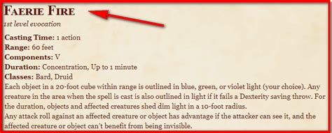 Faerie Fire 5e