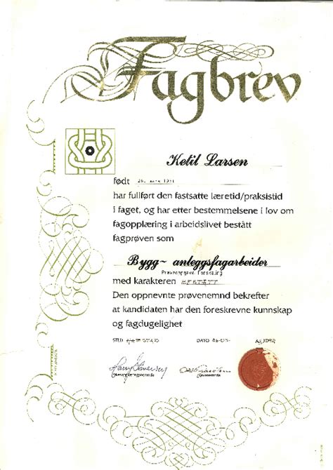 fagbrev bevis