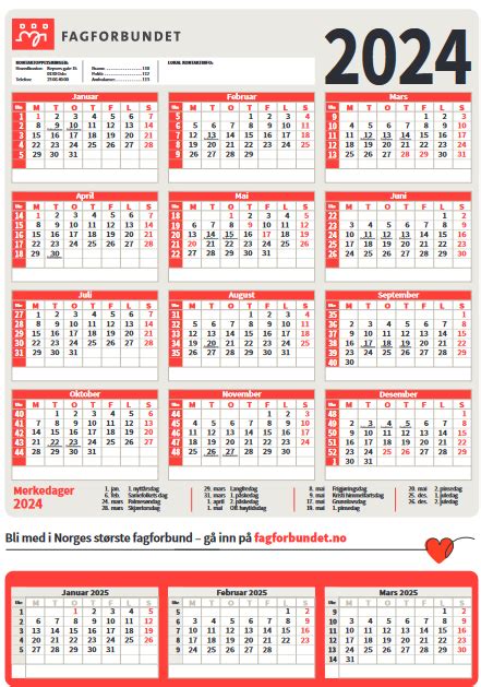 fagforbundet kalender
