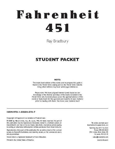 fahrenheit 451 packet