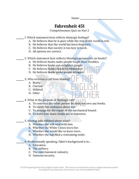 Fahrenheit 451 Quiz