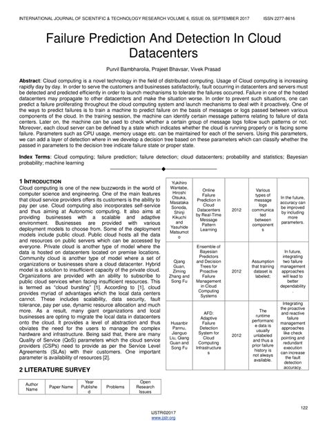 failure prediction and detection in cloud datacenters