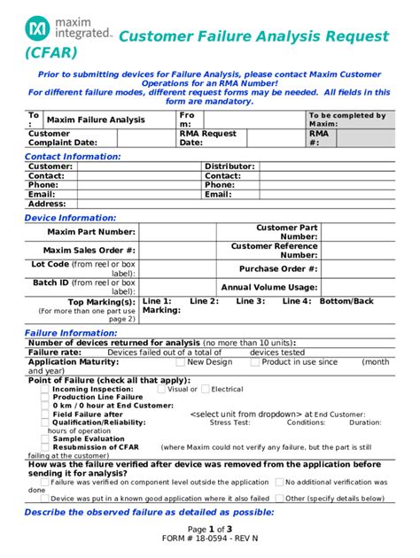 Download Failure Analysis Request Form 