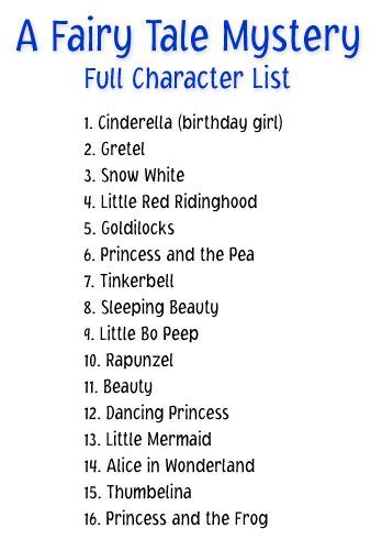 Fairy Tale Characters List