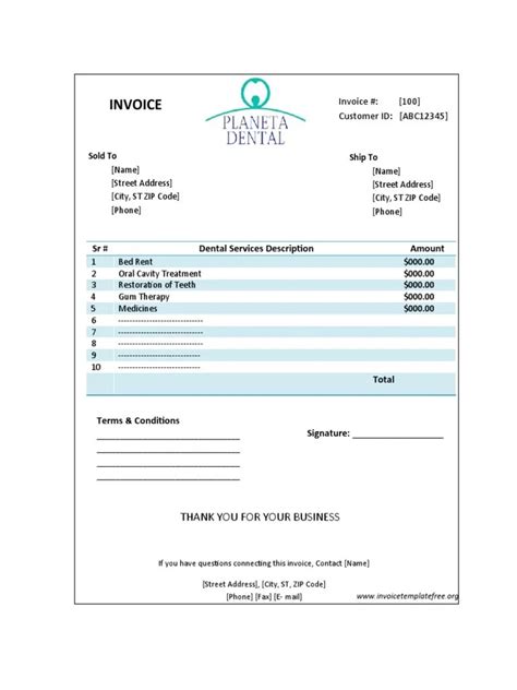 fake dentist note template business dental invoice spreadsheet