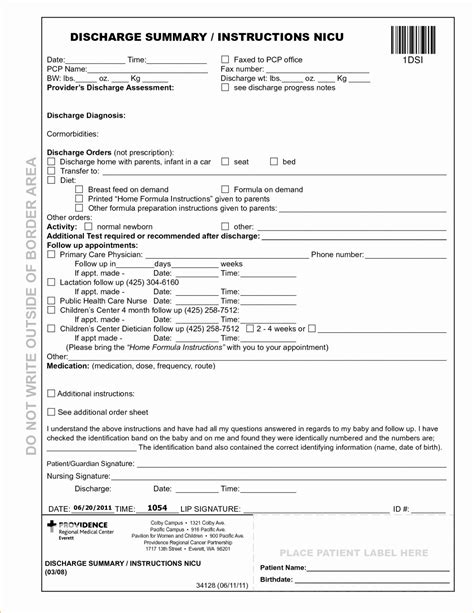 Full Download Fake Hospital Discharge Papers Washington 