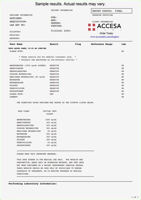 Full Download Fake Std Test Results Template 