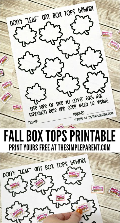 Fall Box Tops Printable Collection Sheet To Support Box Top Sheets Printable - Box Top Sheets Printable