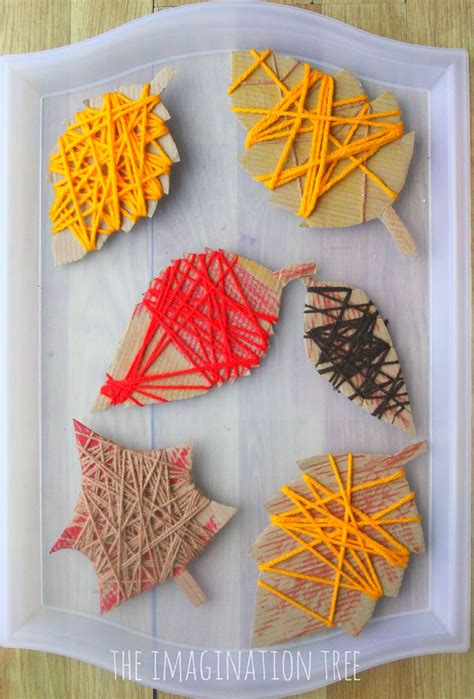 Fall Leaf Craft With Yarn Little Bins For Leaf Patterns For Preschool - Leaf Patterns For Preschool