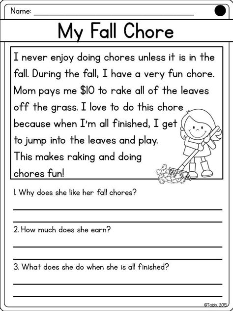 Fall Reading Comprehension Worksheets For 2nd Grade That Second Grade Fall Worksheets - Second Grade Fall Worksheets