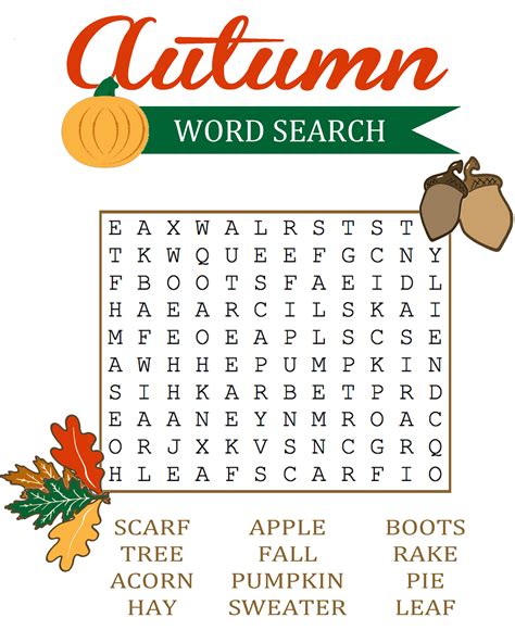Fall Word Search Free Printable Worksheet Crayons Amp Fall Themed Word Search - Fall Themed Word Search