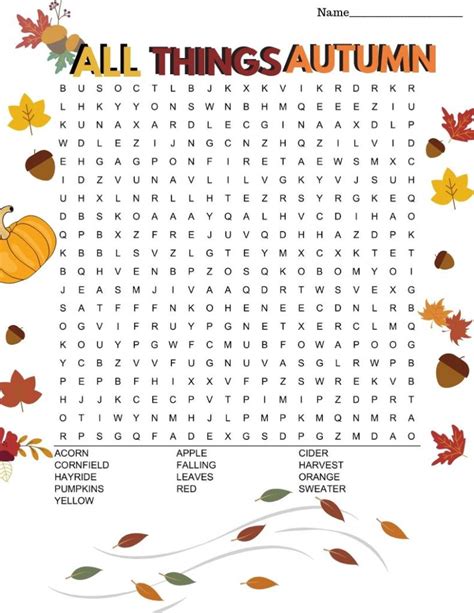 Fall Word Search Free Word Searches Fall Word Search Puzzles - Fall Word Search Puzzles