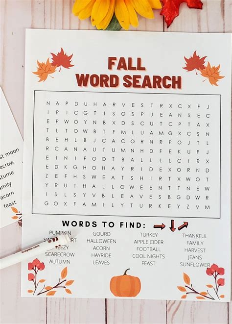 Fall Word Search Pdf Two Free Printable Word Fall Themed Word Search - Fall Themed Word Search