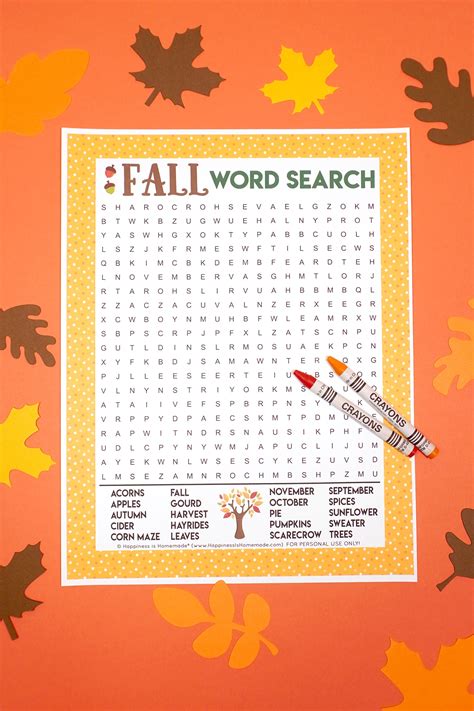 Fall Word Search Printable Happiness Is Homemade Fall Themed Word Search - Fall Themed Word Search