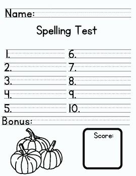 Read Online Fall Spelling Test Paper 