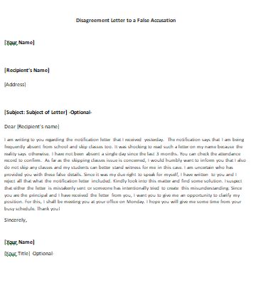 False Accusations Response Letter