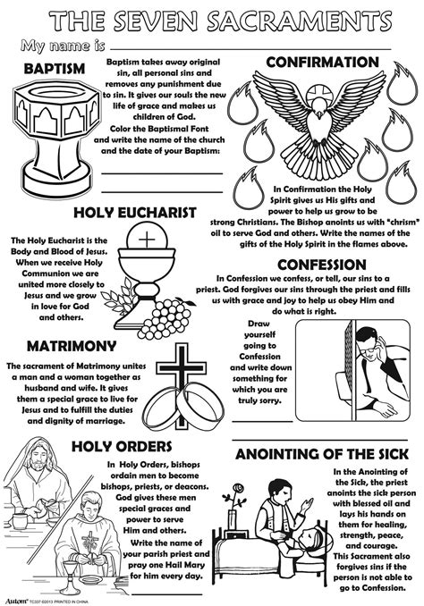 Family Information Worksheet Blessed Sacrament Catholic The Seven Sacraments Worksheet - The Seven Sacraments Worksheet