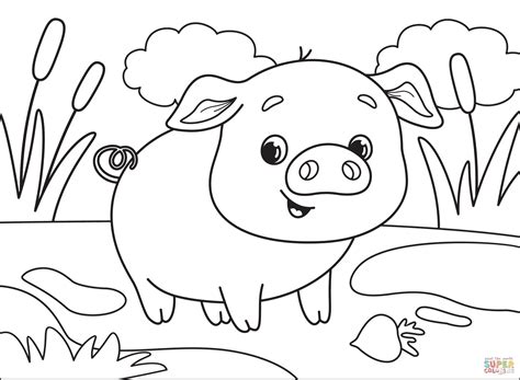 Farm Animal Coloring Pages Pig Coloring4free Coloring4free Com Farm Animal Colouring Pages - Farm Animal Colouring Pages