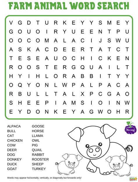 Farm Animals Wordsearch Kids Quiz Games Kiddycharts Com Science Wordsearch For Kids - Science Wordsearch For Kids