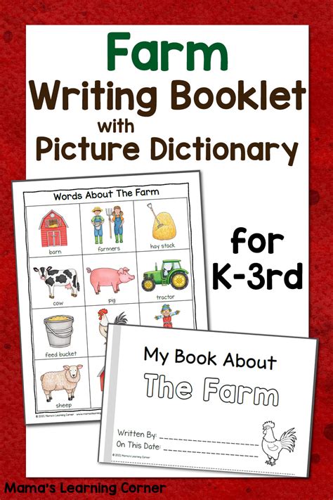 Farm Writing Booklet With Picture Dictionary Mamas Learning Picture Dictionary Kindergarten Worksheet - Picture Dictionary Kindergarten Worksheet